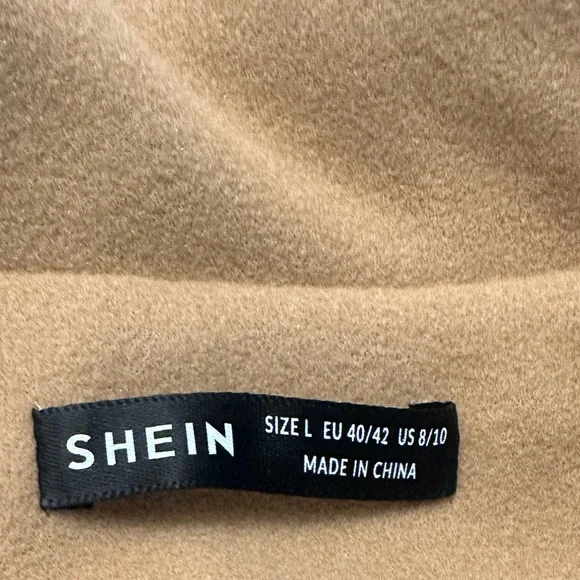 SHEIN Faux Wool Double Breasted Peacoat Trench Coat Womens Large 8/10 NWT - Picture 9 of 11